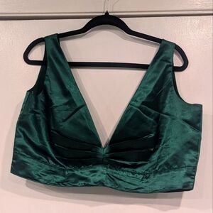 Green Satin Sleeveless Top/ Blouse Size XL